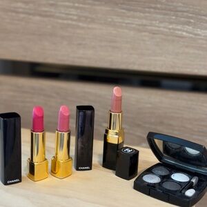 CHANEL Pink and Nude Lipstick Collection with Smoky Eyeshadow Palette - 6 piece